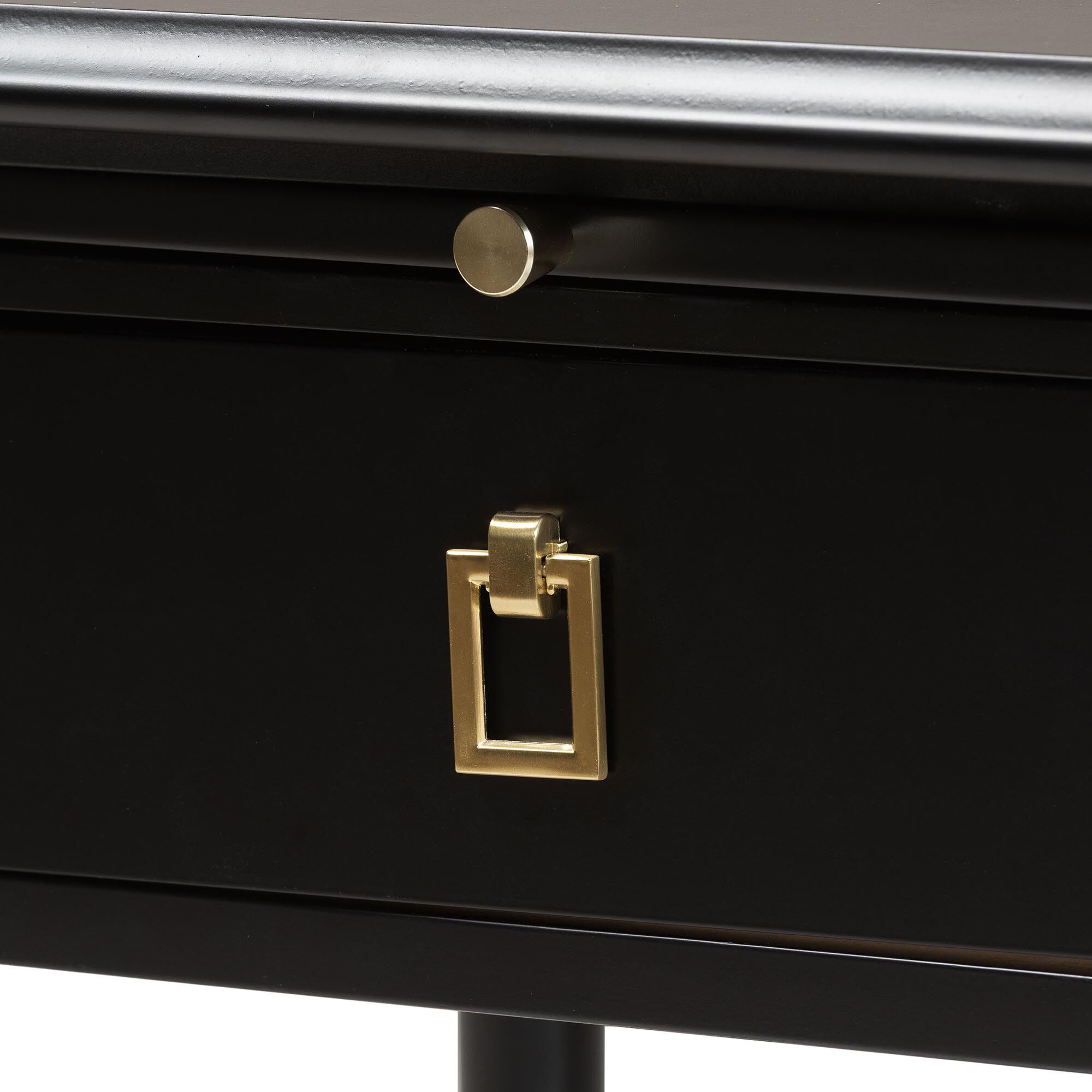 Tamra Black Wood Nightstand with Pullout Shelf, BLACK, alternate image number 6