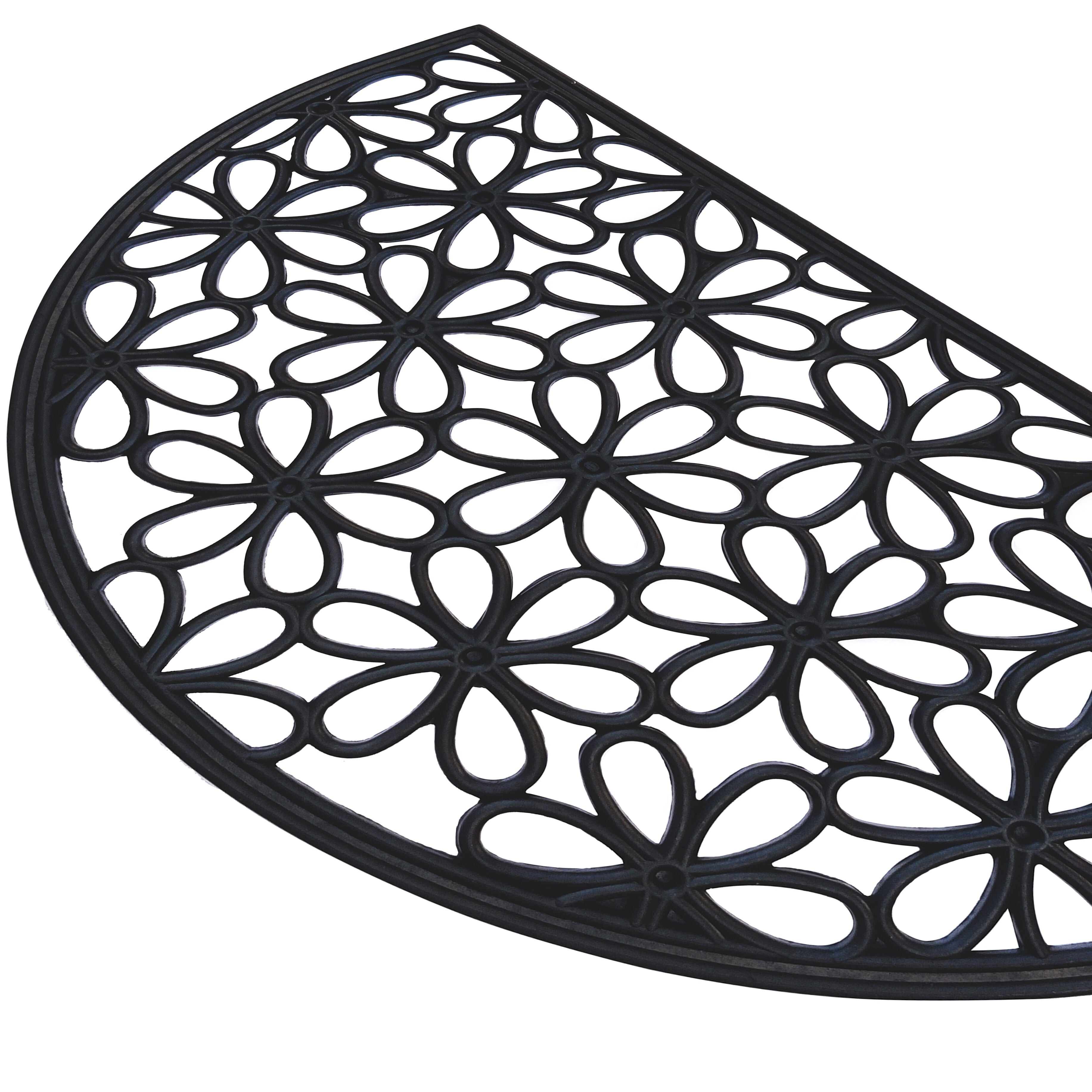 Wrought Iron Rubber Entrance Mat 18x30, DAISY BLACK, alternate image number 2