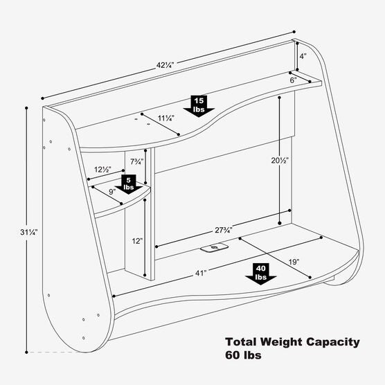 Curved Hutch-Style Floating Desk, , on-hover image number null
