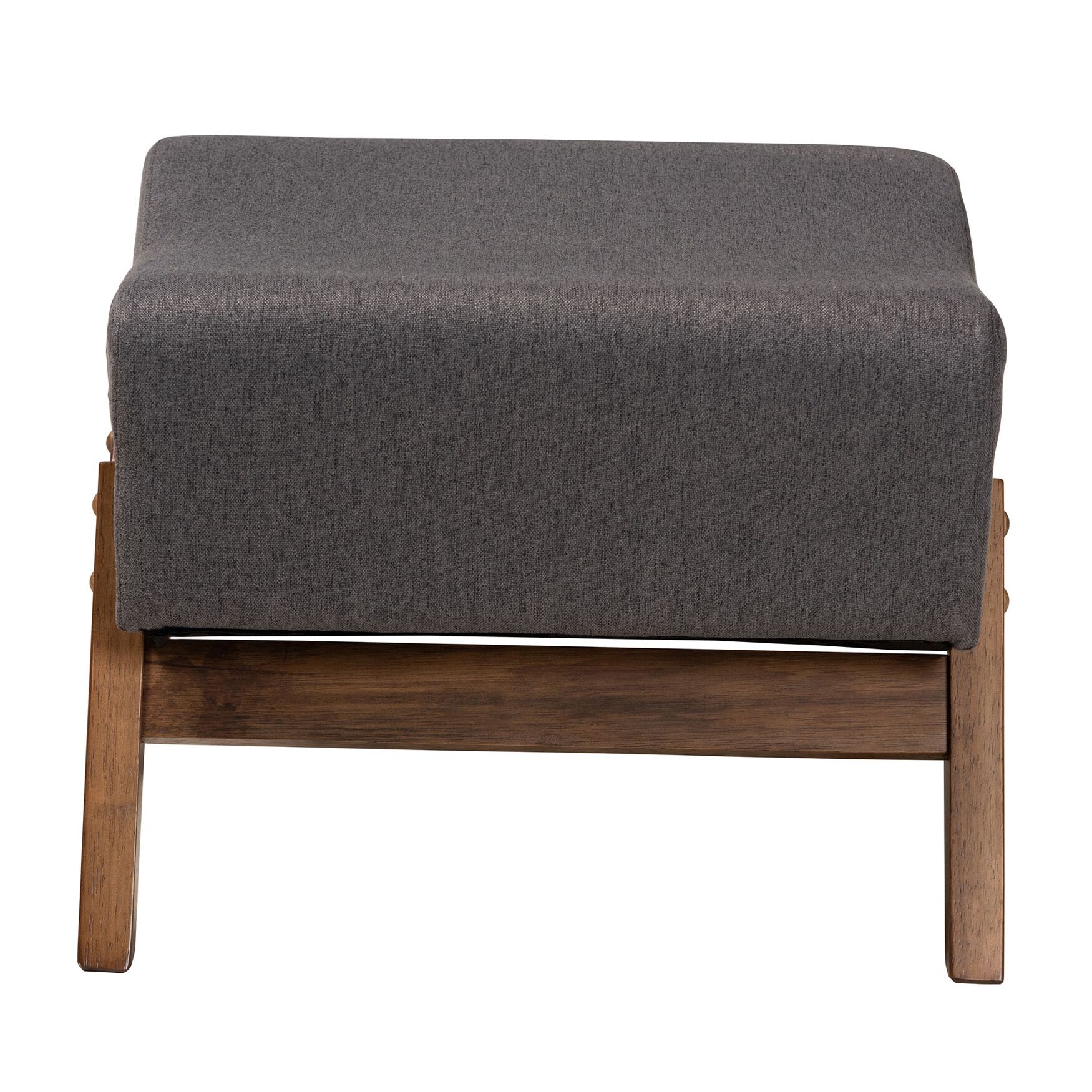 Hanson Mid-Century Modern Dark Grey Fabric And Walnut Brown Finished Wood Ottoman, , alternate image number 7