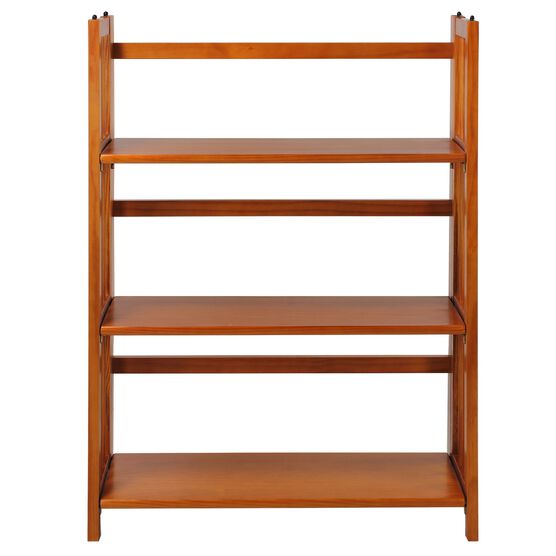 3-Shelf Folding Stackable Bookcase 27.5" Wide-Honey Oak, HONEY, hi-res image number null