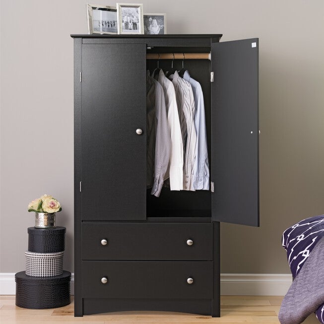 Sonoma 2-Door Armoire, Black, BLACK, hi-res image number null