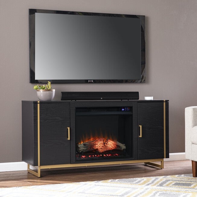 Biddenham Electric Fireplace Console Media Storage, BLACK, hi-res image number 0