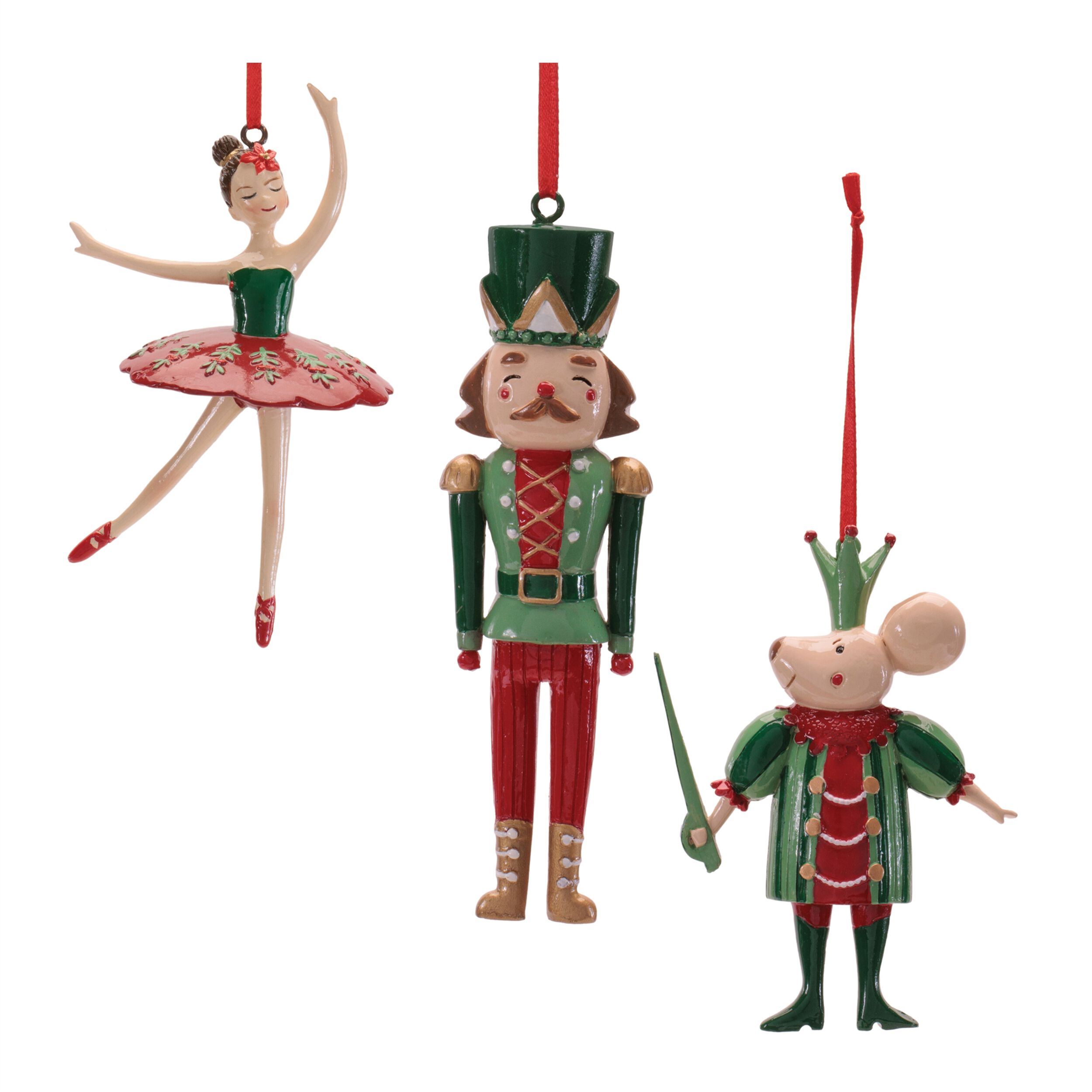 Nutcracker Ballet Ornament (Set of 12), RED GREEN, hi-res image number 0