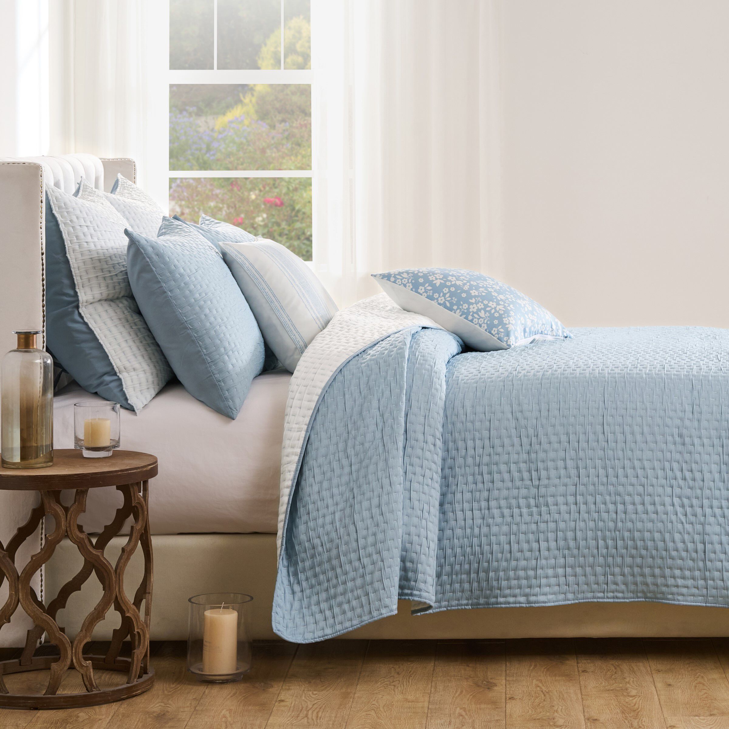 Homestead Rustic Farmhouse Matelass&eacute; Coverlet Set, SKY BLUE, alternate image number 2