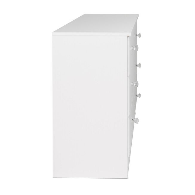 Astrid 6-Drawer Dresser with Acrylic Knobs, White, , alternate image number null