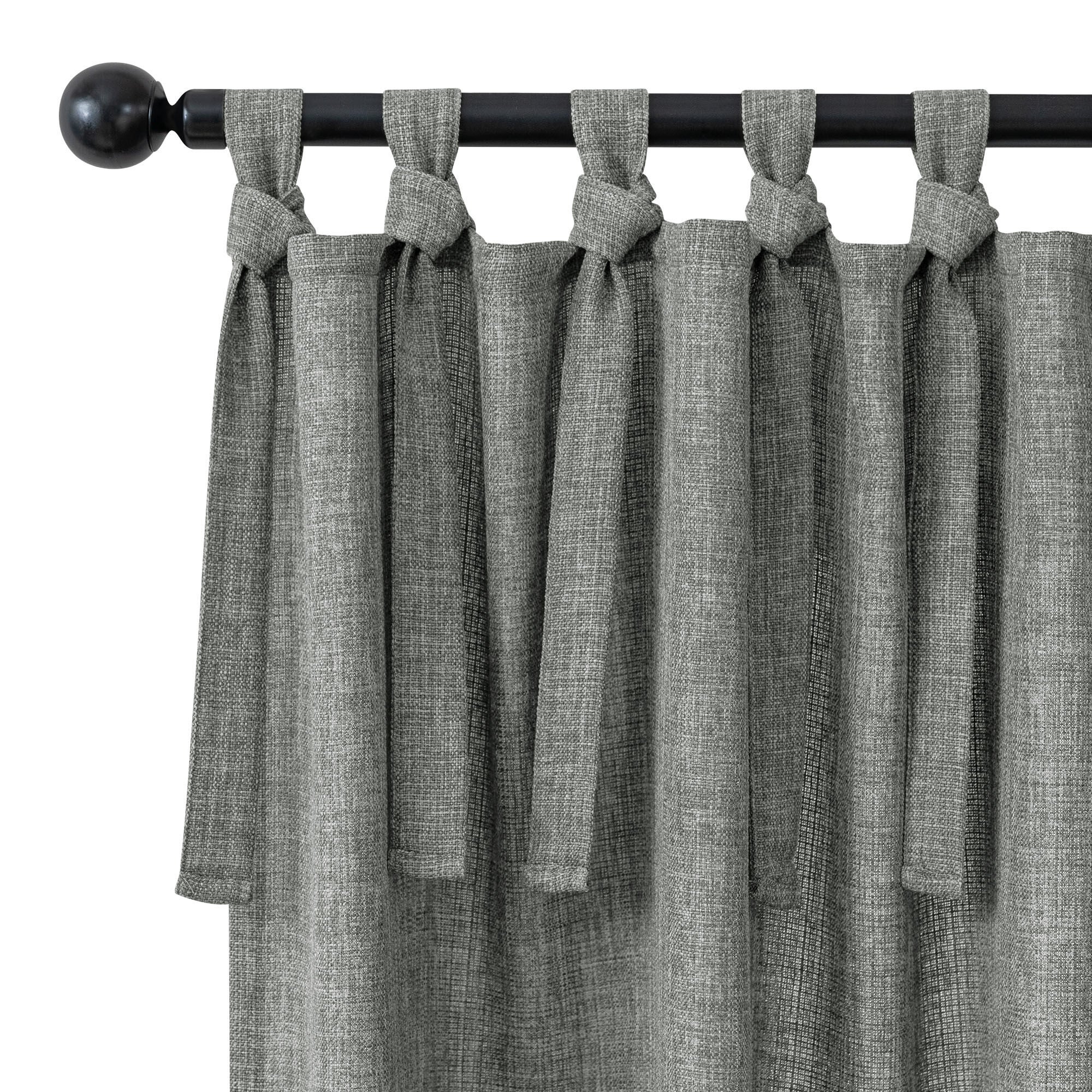 Knot Tie Top Light Filtering Panel Pair, GREY, alternate image number 2