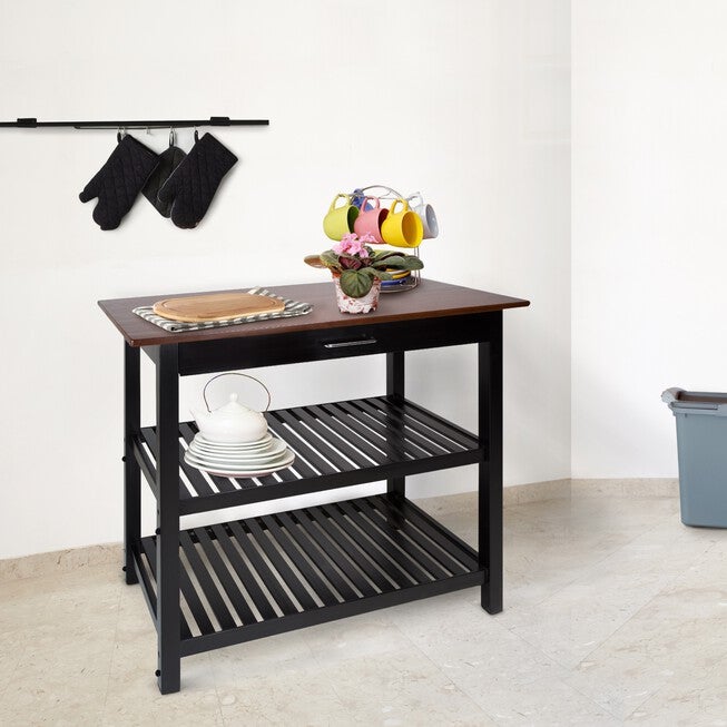 Kitchen Island with Solid Wood Top, , alternate image number null