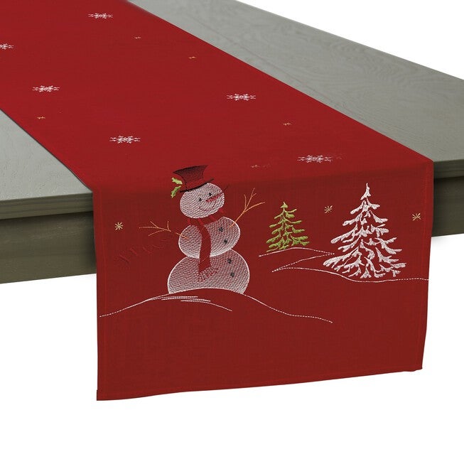 Embroidered Snowman Table Runner, , alternate image number null
