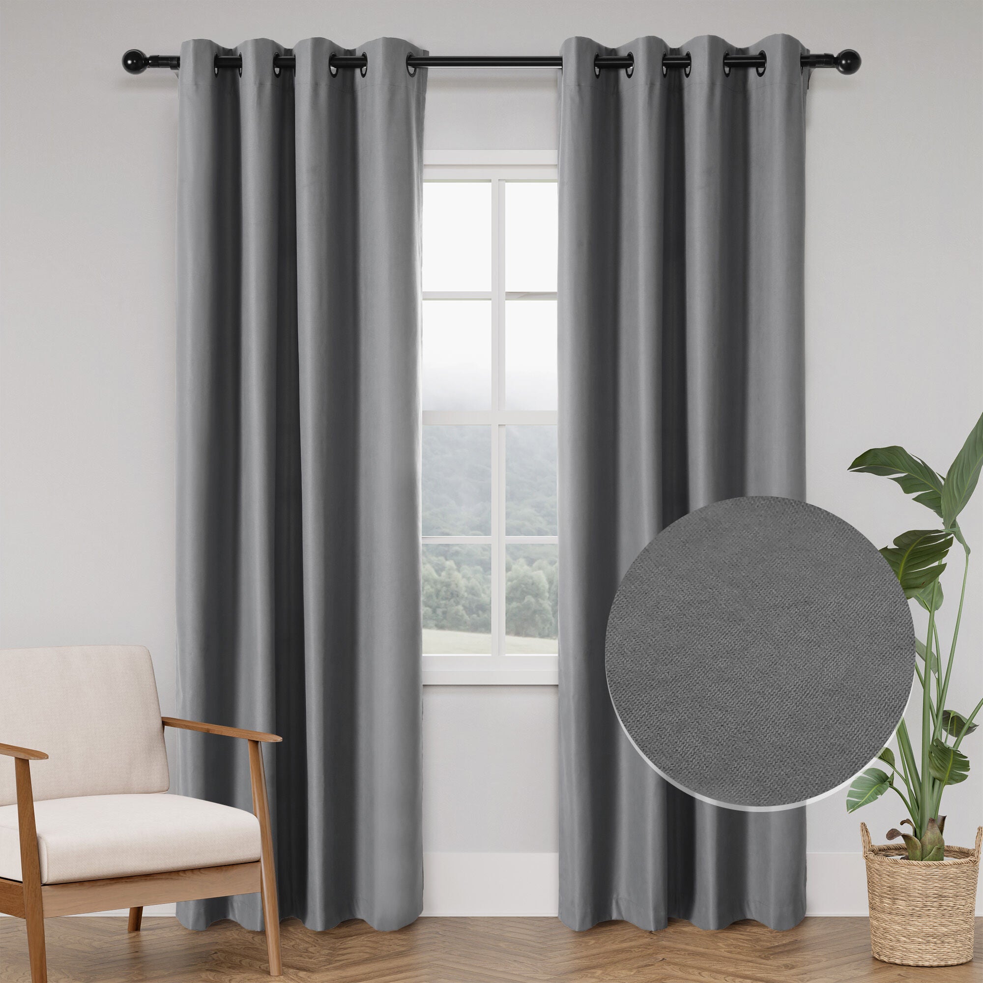 Soft Cotton Feel Twill Polyester 100% Blackout Grommet Pair