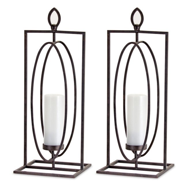 Candle Holder 24 inchesH (Set of 2) Iron, BLACK, alternate image number null
