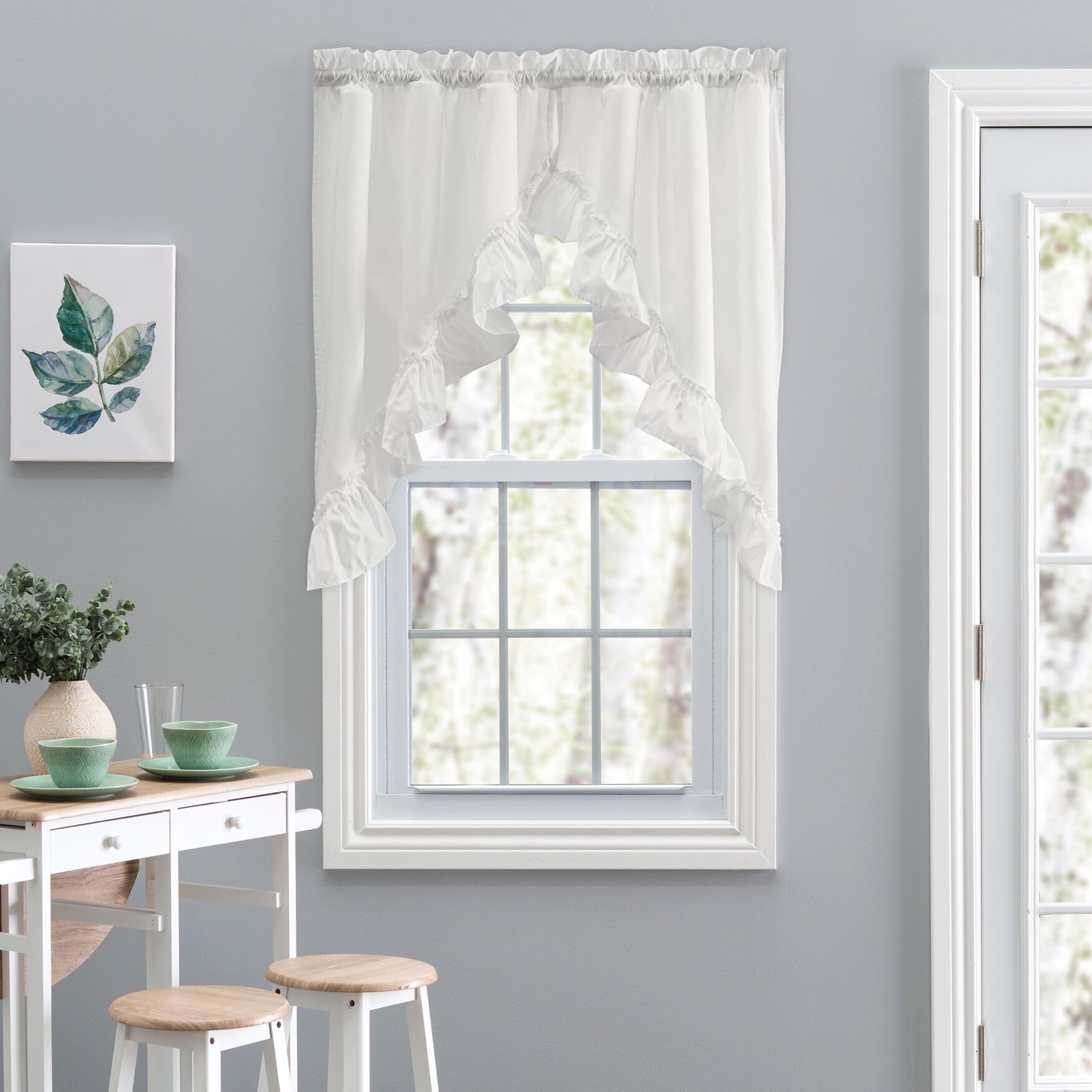 Stacey Curtain Ruffled Swag, ICE CREAM, hi-res image number 0