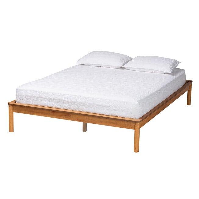 Efren Mid-Century Modern Honey Oak Finished Wood Full Size Bed Frame, HONEY OAK, hi-res image number null