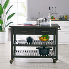 Havelock Modern Farmhouse Rolling Kitchen Island, BLACK, hi-res image number null