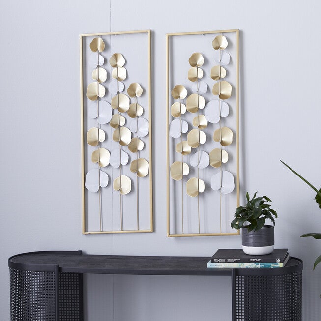 Set Of 2 Gold Metal Floral Wall Decor, , alternate image number 7
