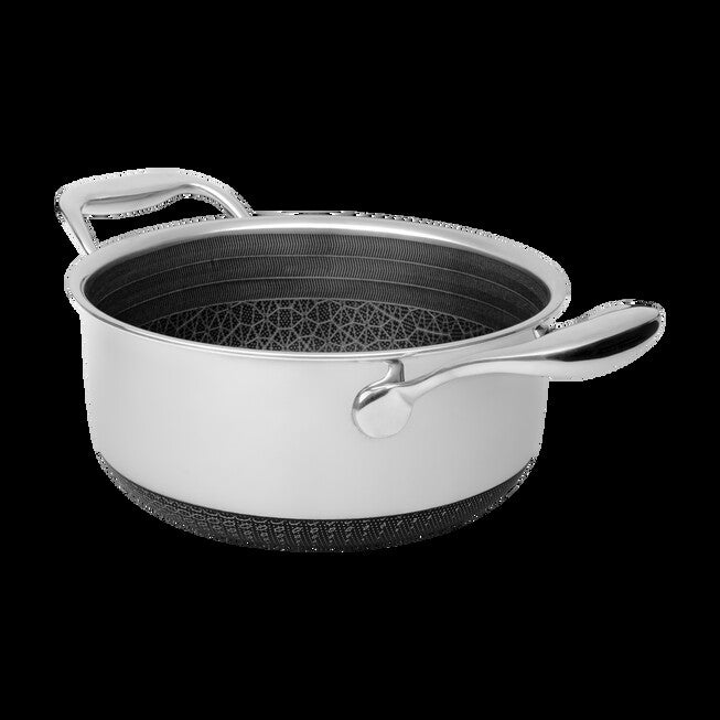 LIVWELL DiamondClad™ 3 Quart Hybrid Nonstick Stainless Steel Stock Pot and Lid, Dishwasher Safe, PFOA-free – Silver/Black, SILVER, alternate image number null