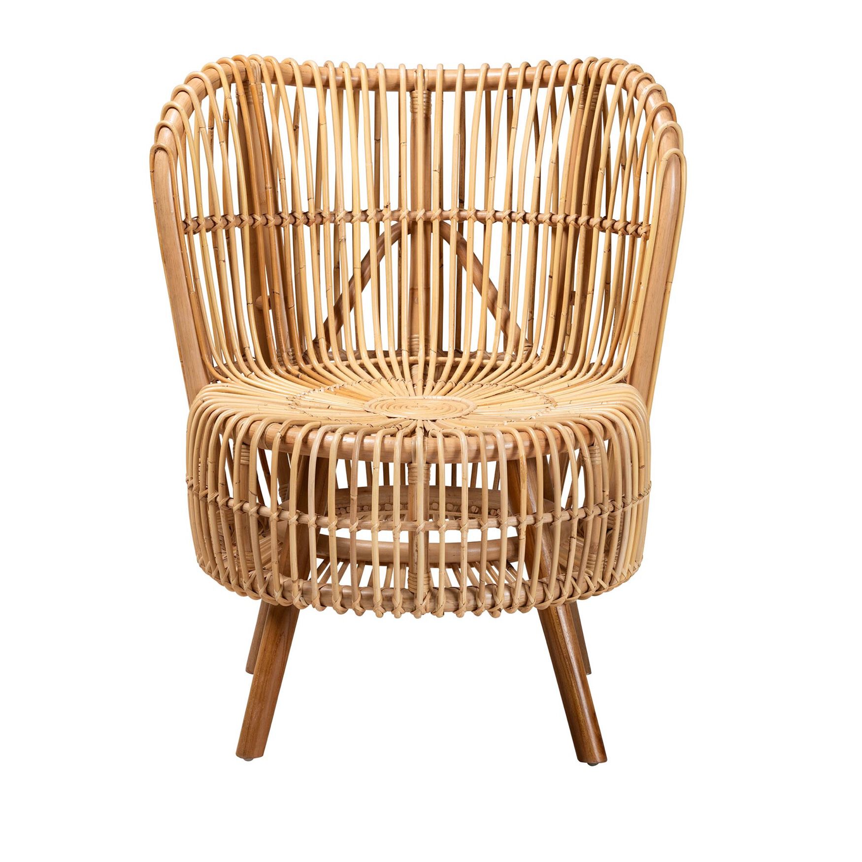 Nagoya Modern Bohemian Natural Rattan Wide Seat Lounge Chair, , on-hover image number 1