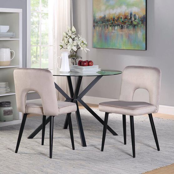 Nancy Taupe Velvet Accent Dining Chair, Set of 2, TAUPE BLACK, hi-res image number null