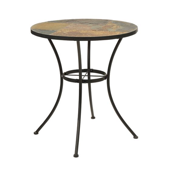 Round Table with Slate Top , BLACK METAL SLATE, hi-res image number null