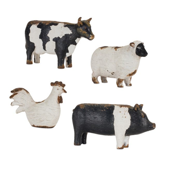 Farm Animal Candle Holder (Set of 4) 4.5 inchesH, 4.75 inchesH, 4.75 inchesH, 5.25 inchesH Resin, WHITE/BROWN/BLACK, hi-res image number null