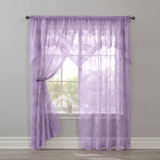Bh Studio Ella Fl Lace Panel With, Curtains With Valance Attached