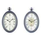 Set Of 2 Black Metal Vintage Wall Clock, BLACK, hi-res image number null
