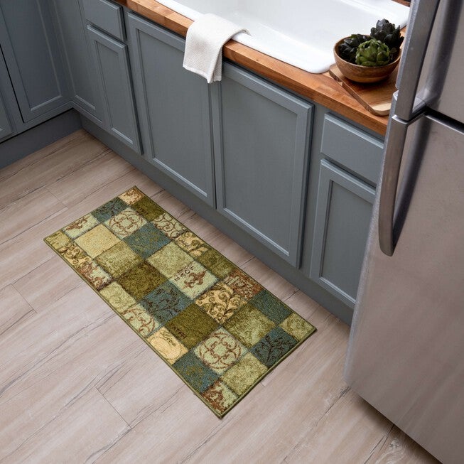 Floral Tile Blue Spa 1' 8 inches X 3' 9 inches, , alternate image number null