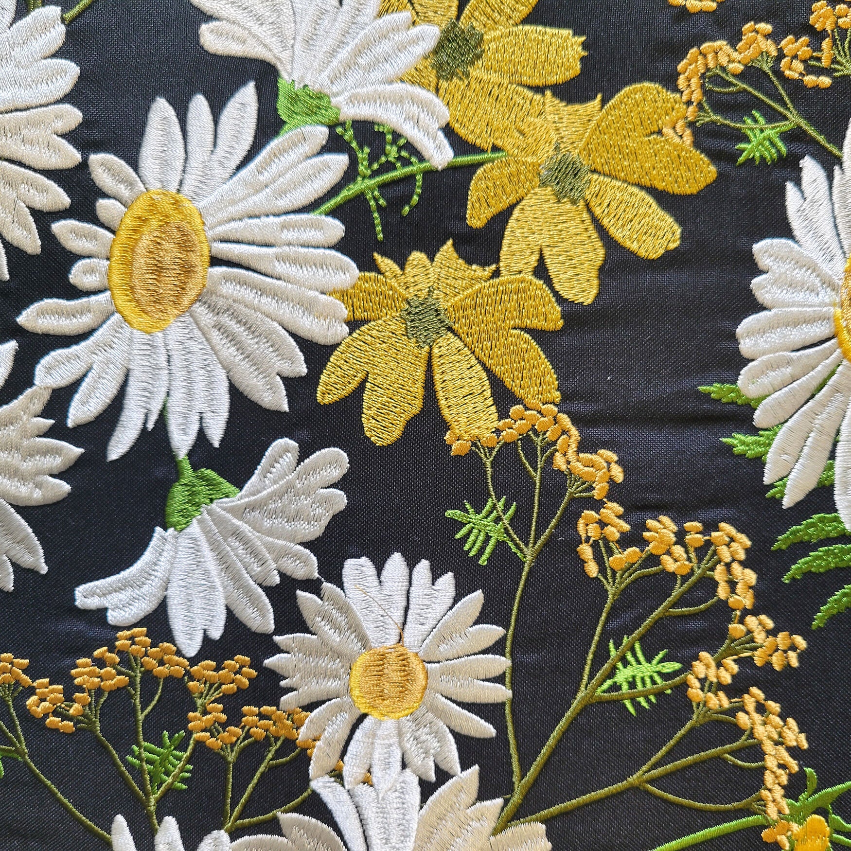 Indoor/Outdoor Floral Print With Allover Embroidery Decorative Throw Pillow 20X20, Black Multi, , alternate image number 6