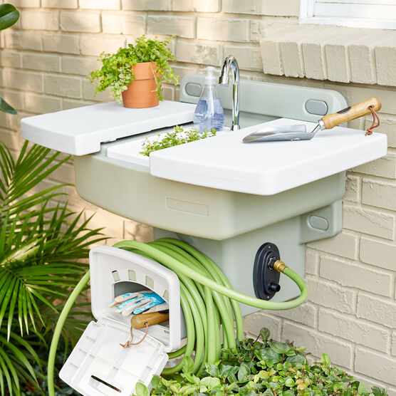Outdoor Garden Sink With Hose Holder, How To Hook Up Outdoor Sink Garden Hose