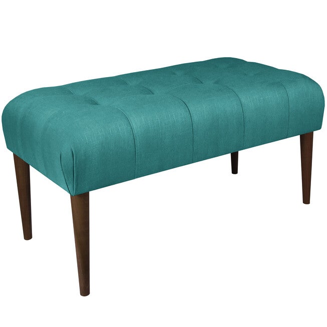 Jasper Tufted Bench with Cone Legs, ZUMA PEACOCK, hi-res image number null