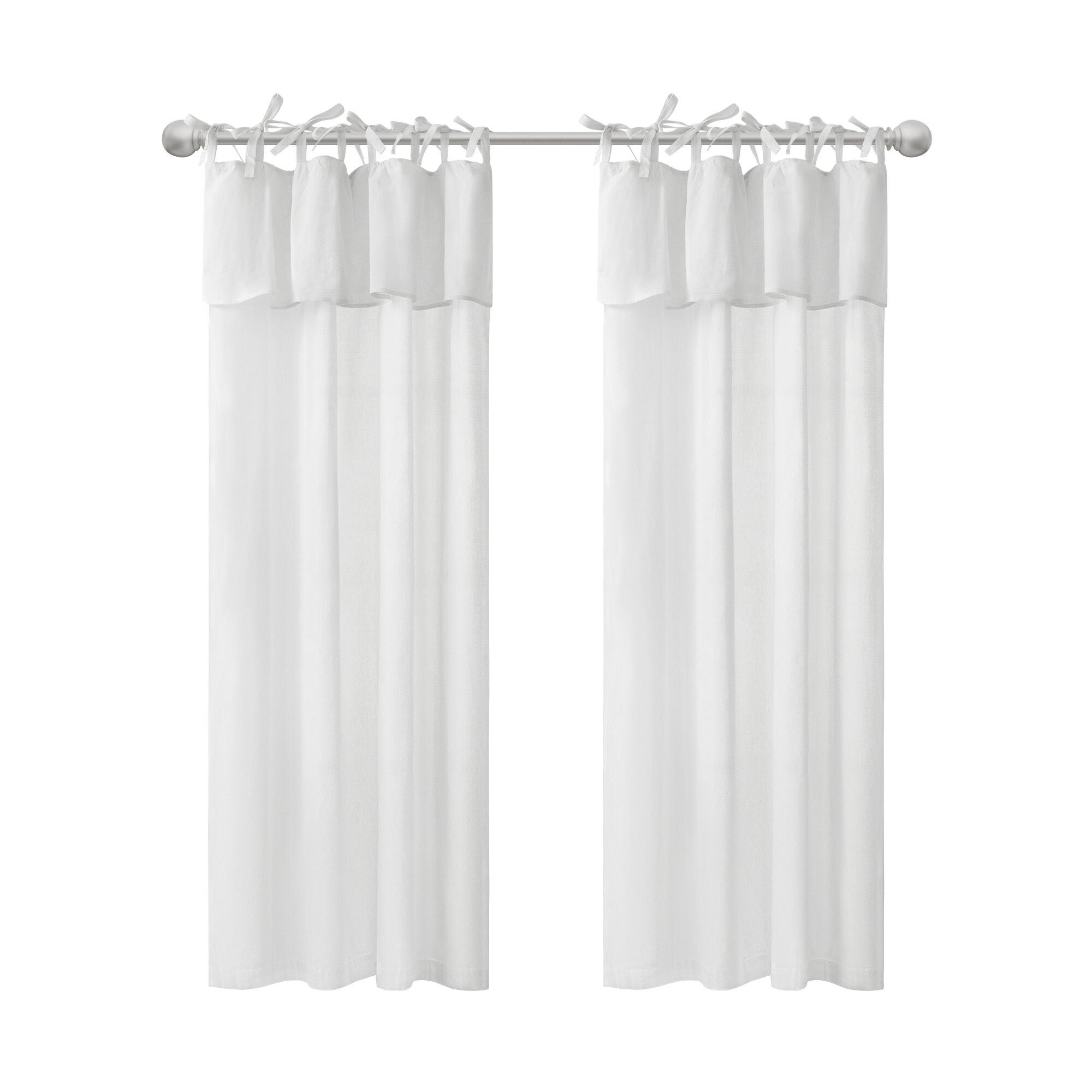Recycled Cotton Blend Ruffle Tie Top Curtain Pair