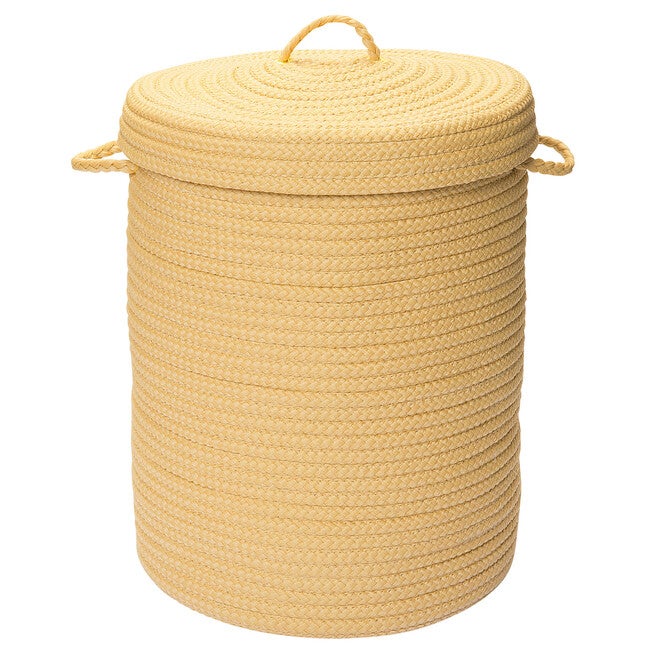 Solid Texture Hamper with Lid, YELLOW, hi-res image number 0