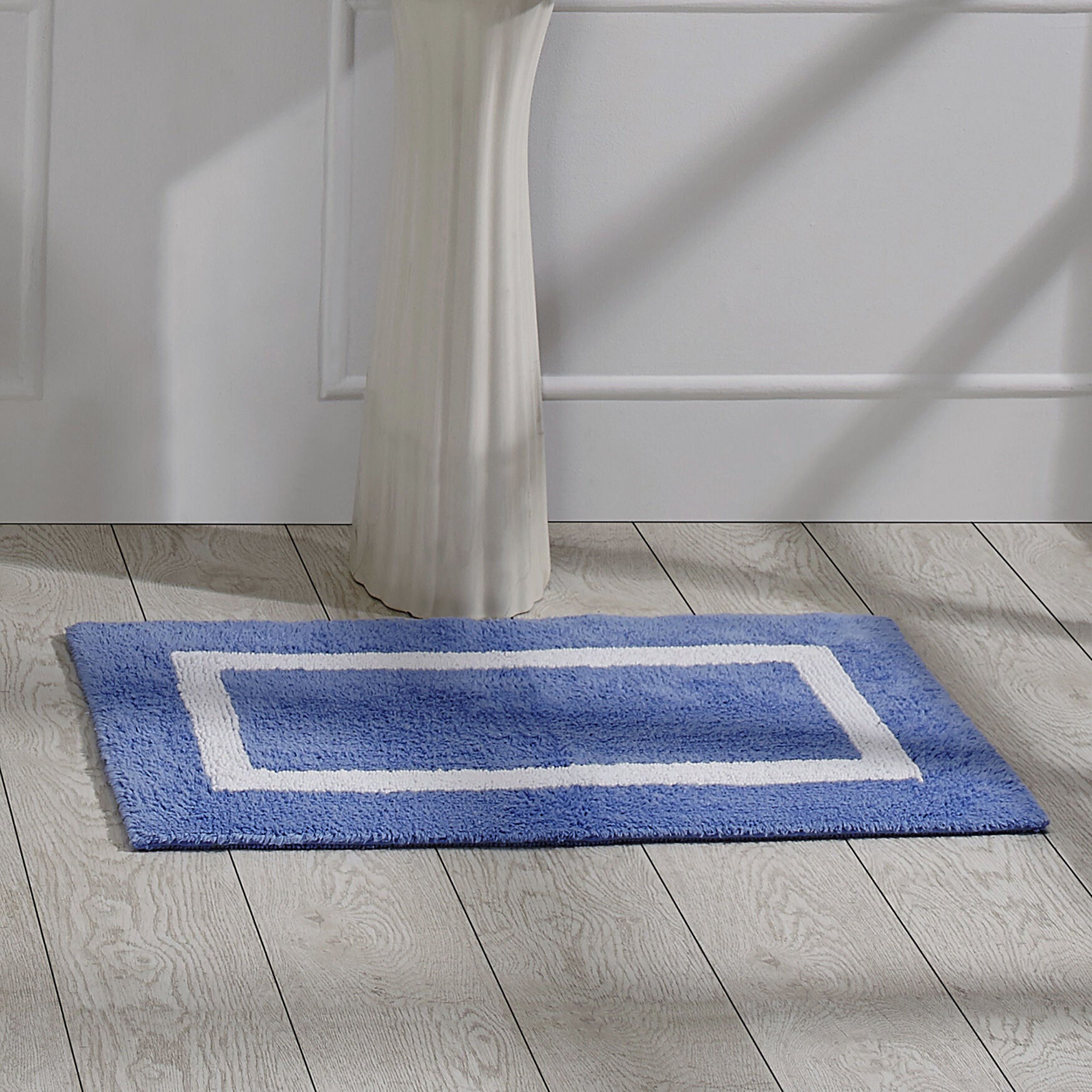 Hotel Collection 100% Cotton 17 inches X 24 inches Rectangle Bath Rug, BLUE WHITE, hi-res image number 0