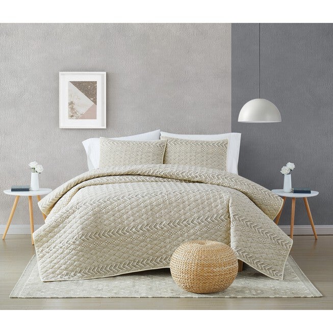 Chase 3 Piece Quilt Set, CREAM BLACK, hi-res image number 0