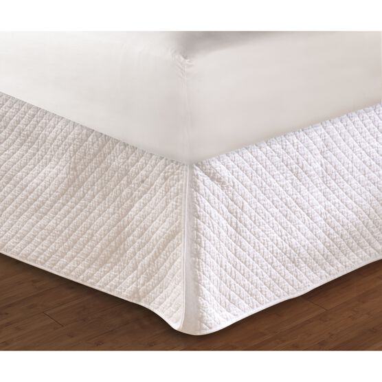 Diamond Quilted Bed Skirt 18", WHITE, hi-res image number null