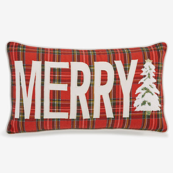 Holiday Lumbar Pillow, MERRY PLAID, hi-res image number null
