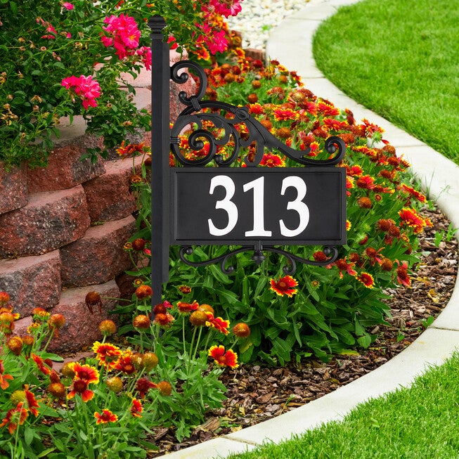 Nite Bright Acanthus Reflective Address Post Sign, , alternate image number null
