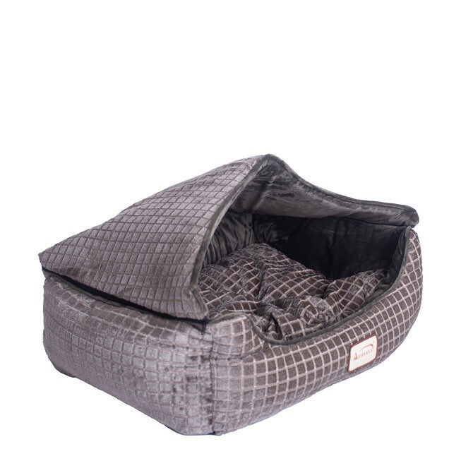 Cuddle Cave Cat Bed With Detachable & Collasible Zipper Top, Removable Cushion Mat, Bronze & Silver, , alternate image number 3