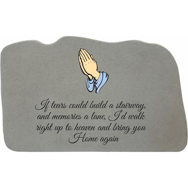 If Tears Praying Hands Garden Memorial Accent Stone, GREY, hi-res image number null
