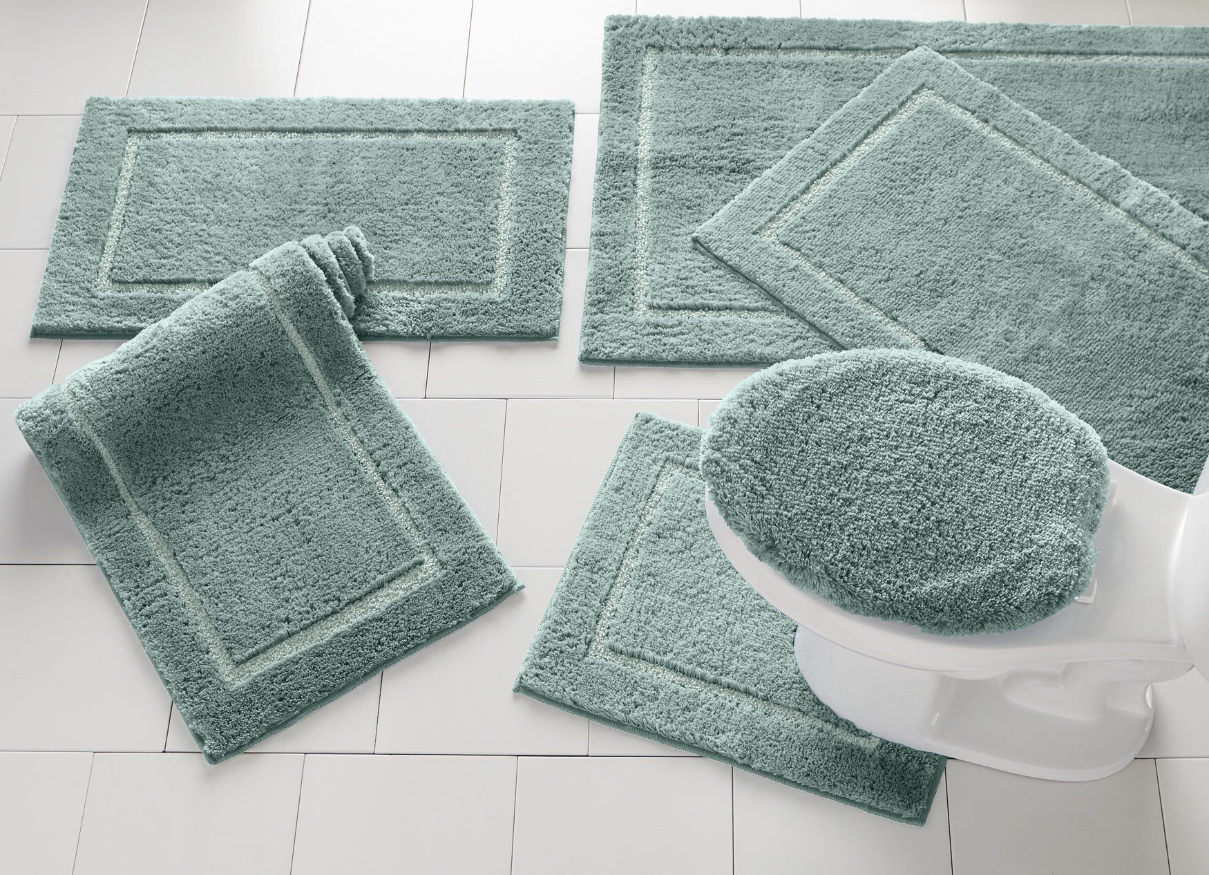 Simple Luxe Rectangular Bath Rug, Spa Brylane Home