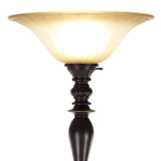 Brown Tempered Glass Torchiere Floor Lamp, , alternate image number null