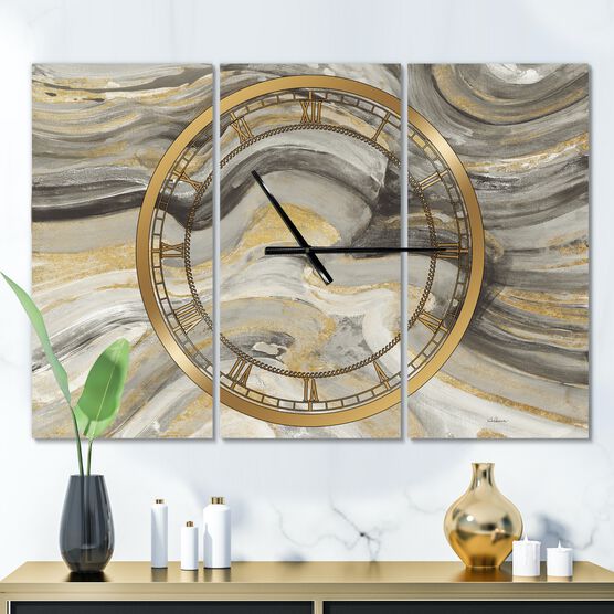 Glam Gold Canion Modern Multipanel Wall Clock, BEIGE, hi-res image number null