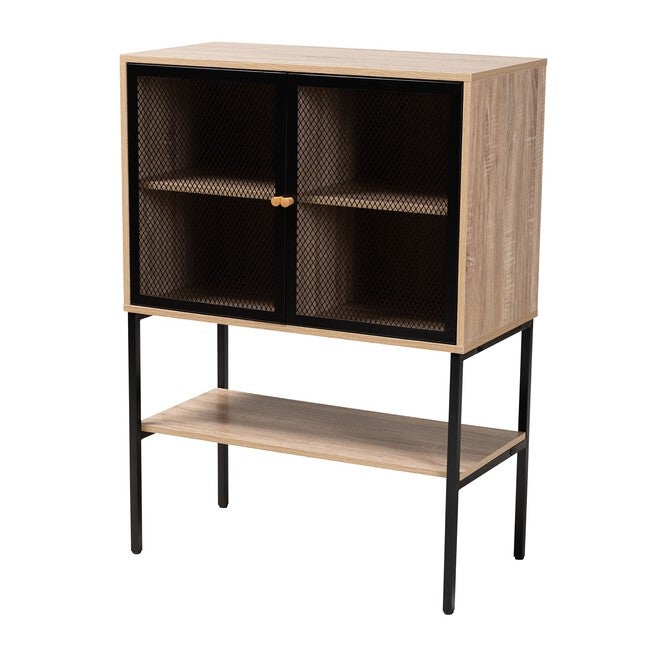 Asher Modern Industrial Natural Brown Finished Wood And Black Metal 2-Door Sideboard, NATURAL BROWN BLACK, hi-res image number 0