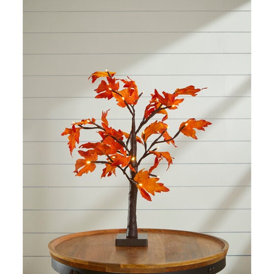 24"H PreLit Maple Leaf Tabletop Tree Brylane Home