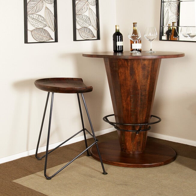 Brown Iron And Wood Rustic Stool Bar Stool, , alternate image number null