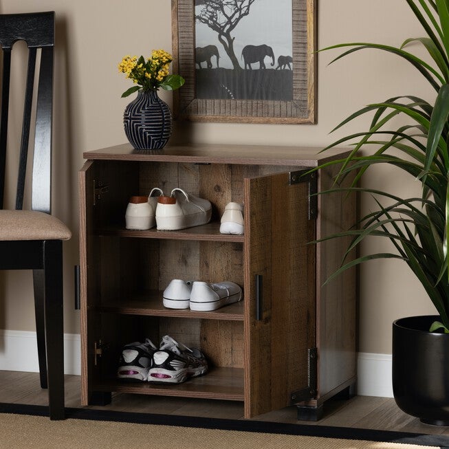 Cyrille Farmhouse Rustic Wood 2-Door Shoe Cabinet Furniture, , alternate image number 7