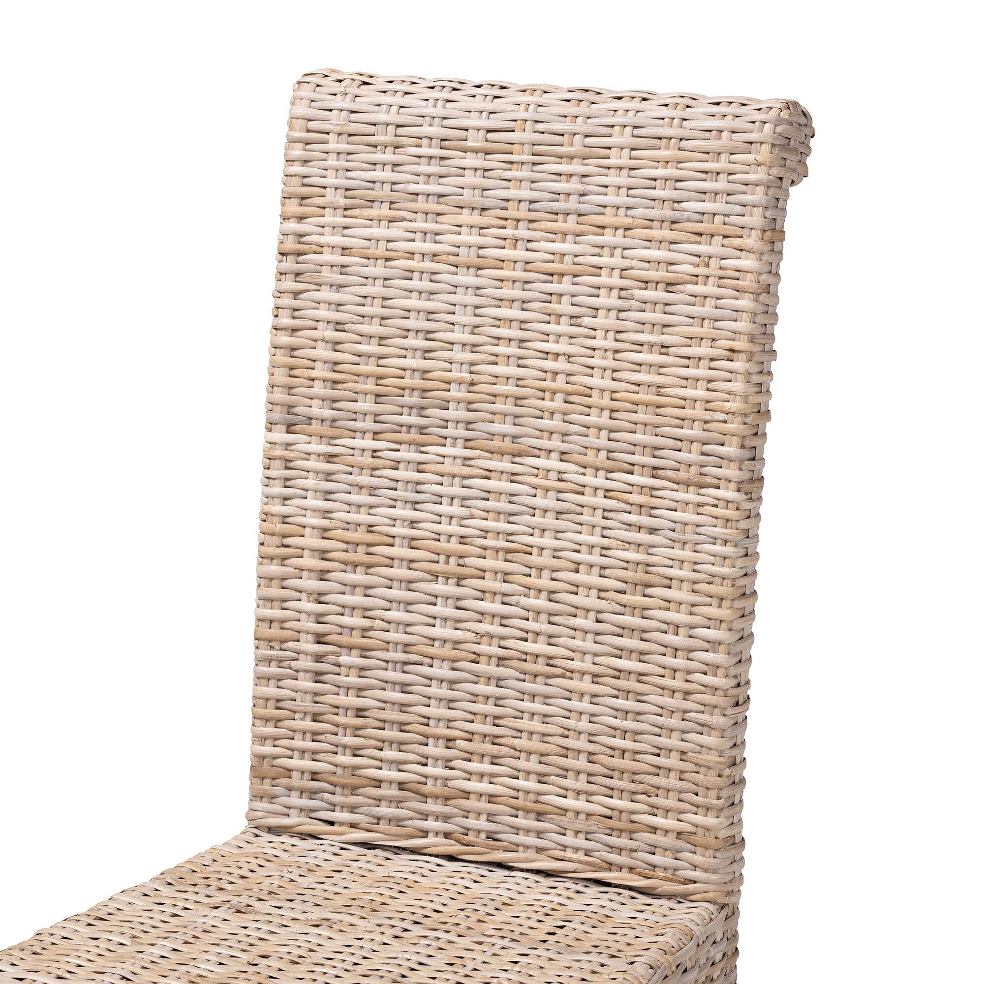 Santiago Bohemian Grey Natural Kubu Rattan and Mango Wood Dining Chair, GREY, alternate image number 6