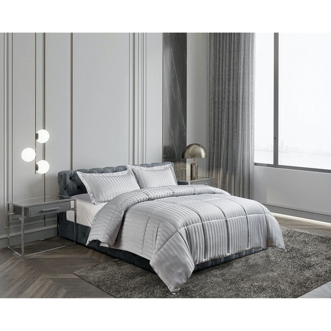 Kathy Ireland 3-PC Reversible Down Alternative Comforter, Platinum Silver, PLATINUM, hi-res image number null