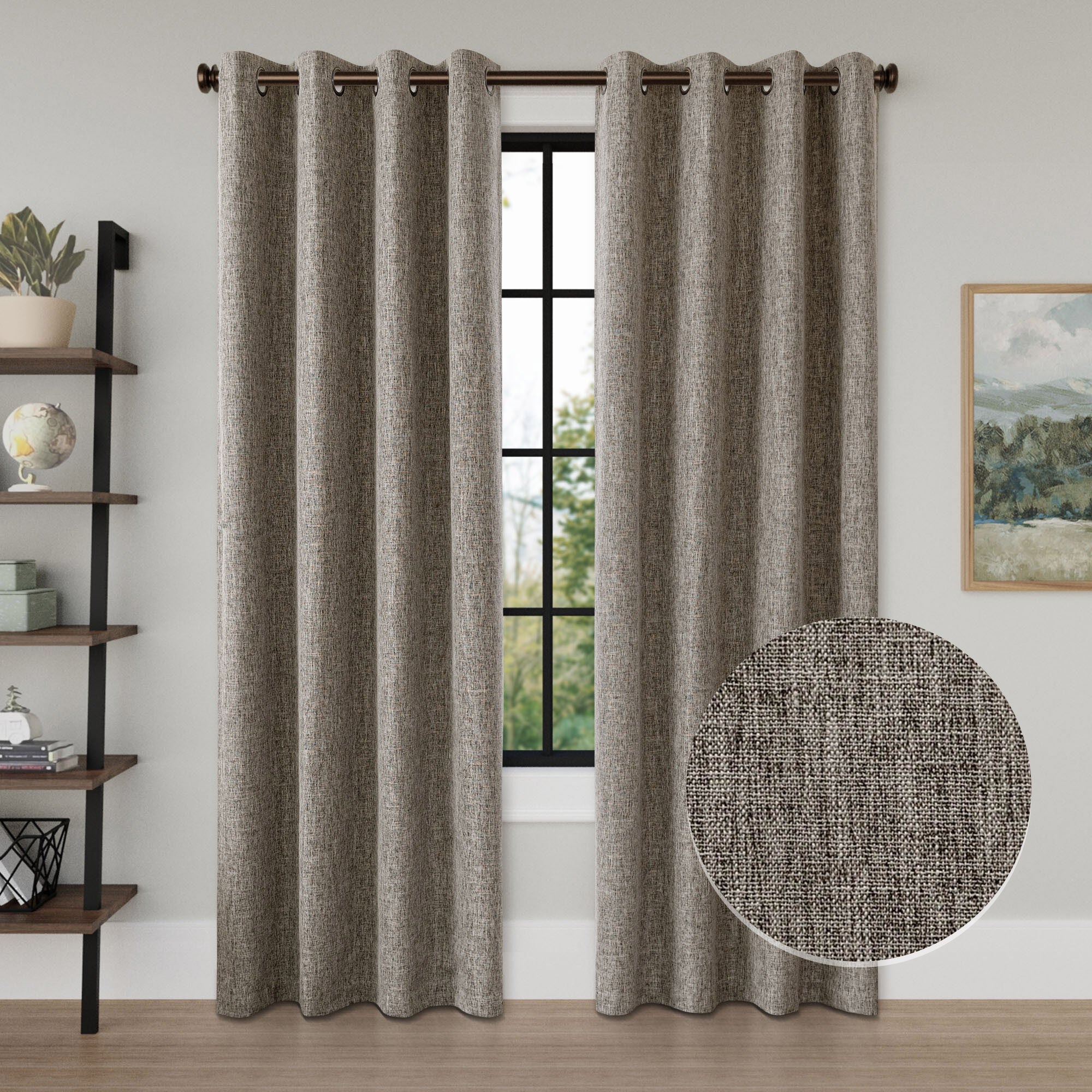 Linen Texture 100% Blackout Grommet Pair