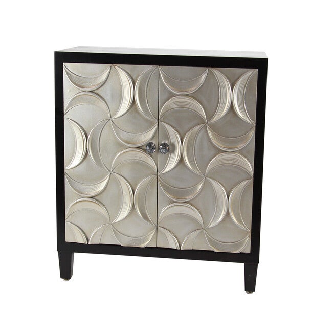 Modern Rectangular Black Wooden Crescent Moon Cabinet, 32 inchesH x 31 inchesL x 16 inchesW, , on-hover image number null